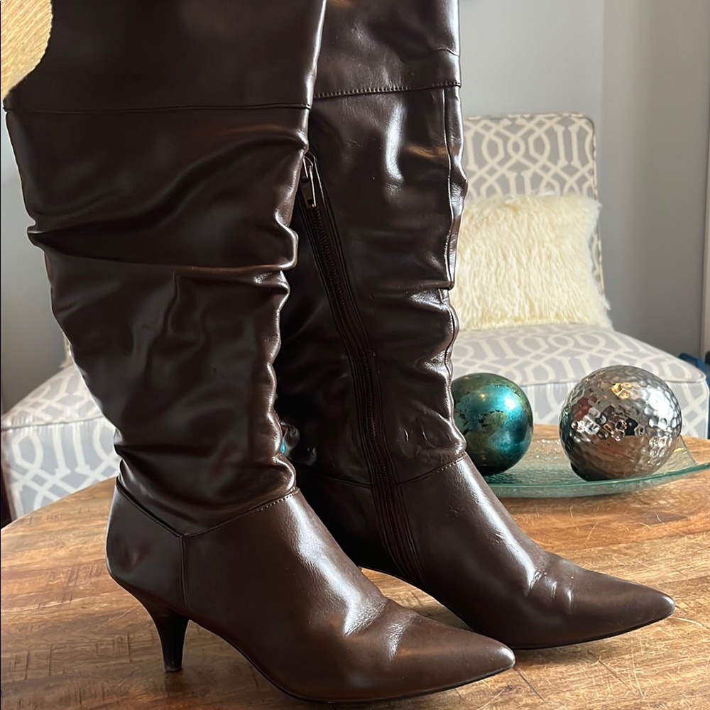 a.n.a Brown Heeled Boots with Stiletto Heel